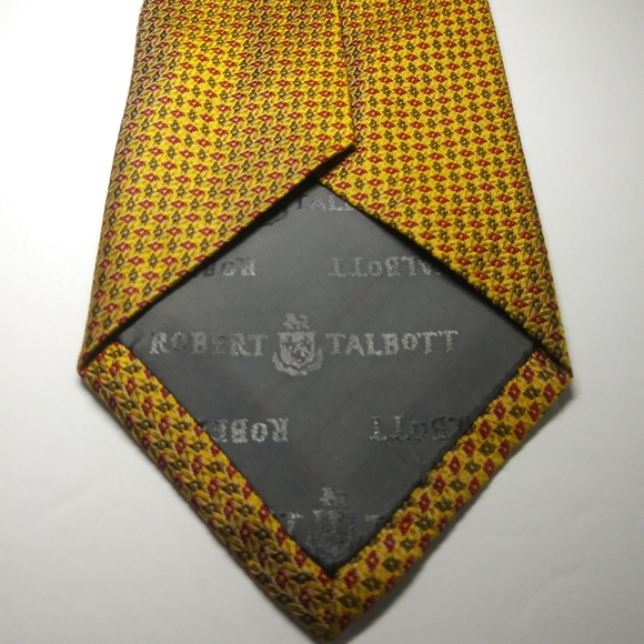 ROBERT TALBOTT Men's Classic Gold Luxury Silk Tie - Picture 10 of 12